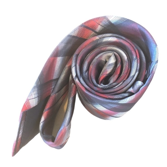 PIERRE CARDIN Tie Men's Size O/S Red Gray Multicolor Slim Black Tie Profesional - Picture 2 of 8